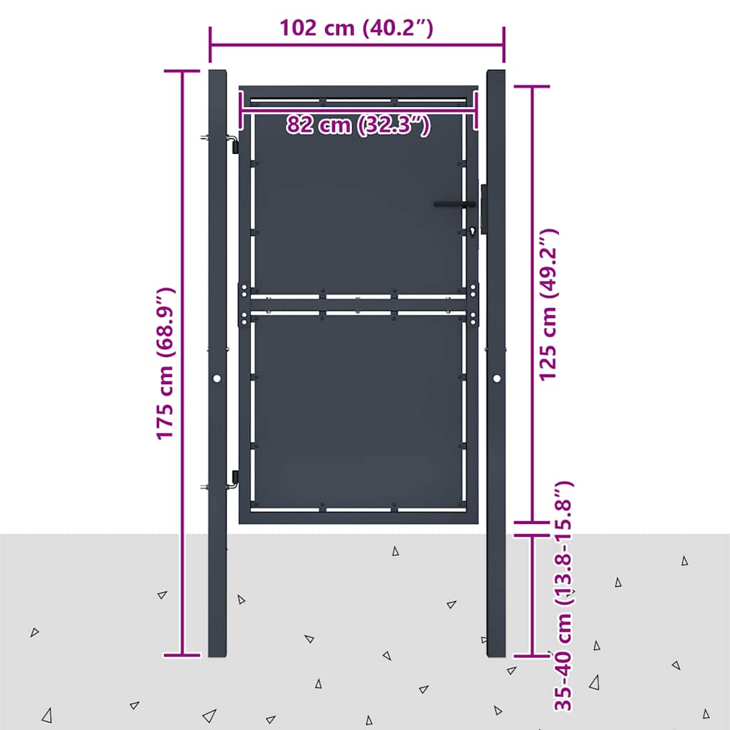 Tuinpoort staal 100x125 cm antraciet is nu te koop bij PeponiXL, paradijselijk wonen!