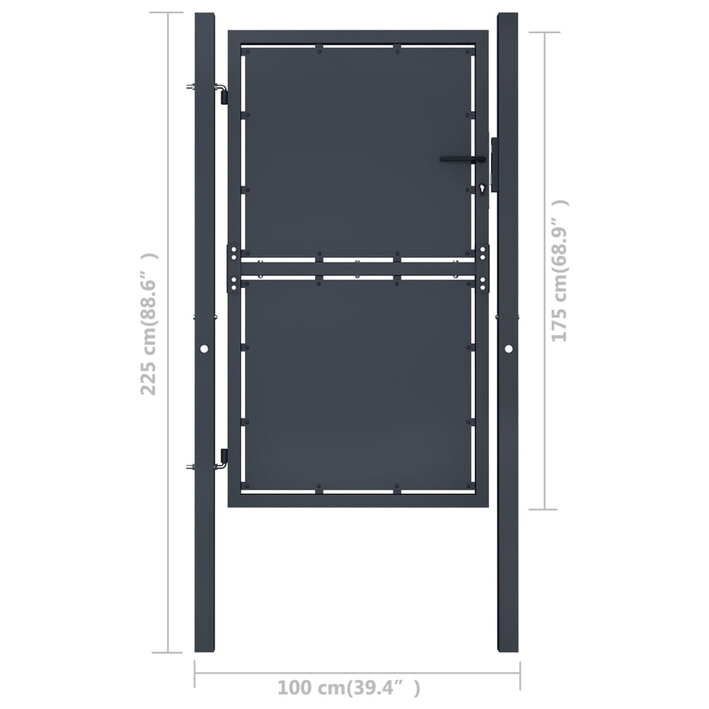 Tuinpoort staal 100x175 cm antraciet is nu te koop bij PeponiXL, paradijselijk wonen!