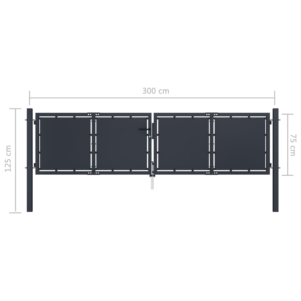 Tuinpoort staal 300x75 cm antraciet is nu te koop bij PeponiXL, paradijselijk wonen!