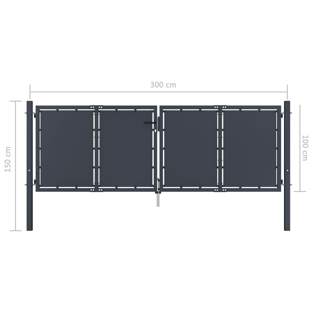 Tuinpoort staal 300x100 cm antraciet is nu te koop bij PeponiXL, paradijselijk wonen!