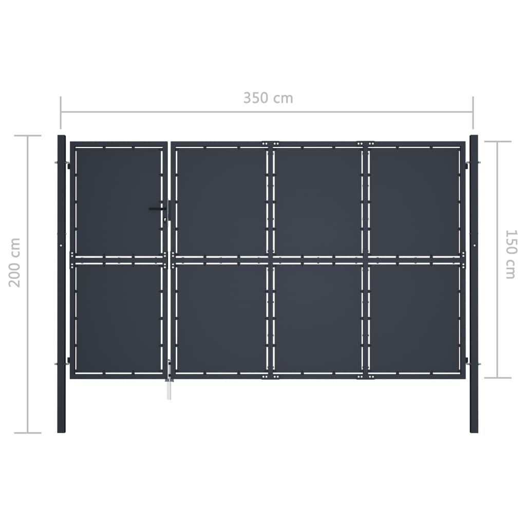 Tuinpoort staal 350x150 cm antraciet is nu te koop bij PeponiXL, paradijselijk wonen!