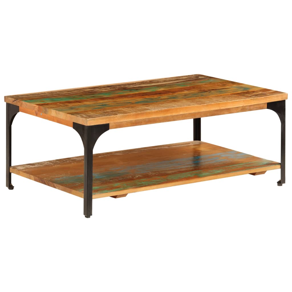 Salontafel met schap 100x60x35 cm massief gerecycled hout is nu te koop bij PeponiXL, paradijselijk wonen!