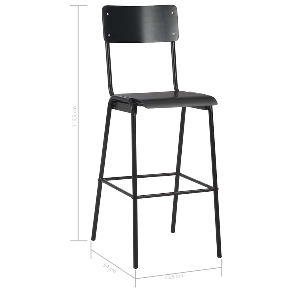 Barstoelen 2 st massief multiplex staal zwart is nu te koop bij PeponiXL, paradijselijk wonen!