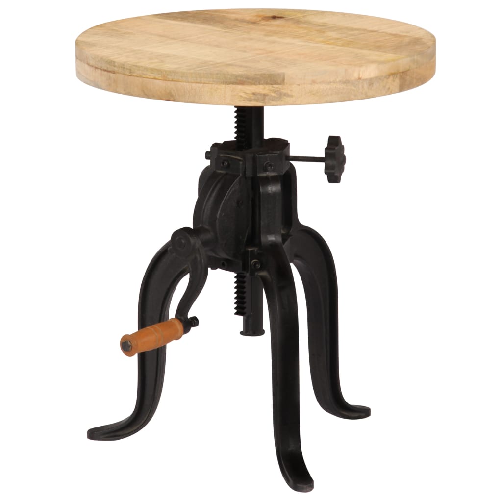 Bijzettafel 45x(45-62) cm massief mangohout en gietijzer is nu te koop bij PeponiXL, paradijselijk wonen!