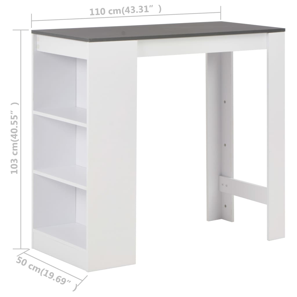 Bartafel met schap 110x50x103 cm wit is nu te koop bij PeponiXL, paradijselijk wonen!