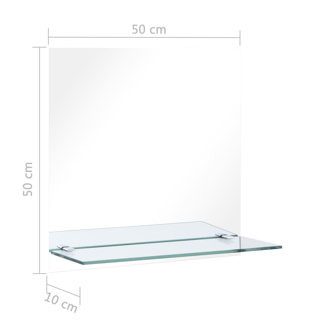 Wandspiegel met schap 50x50 cm gehard glas is nu te koop bij PeponiXL, paradijselijk wonen!