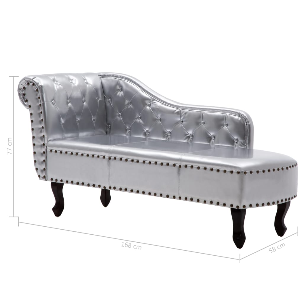 Chaise longue kunstleer zilverkleurig is nu te koop bij PeponiXL, paradijselijk wonen!