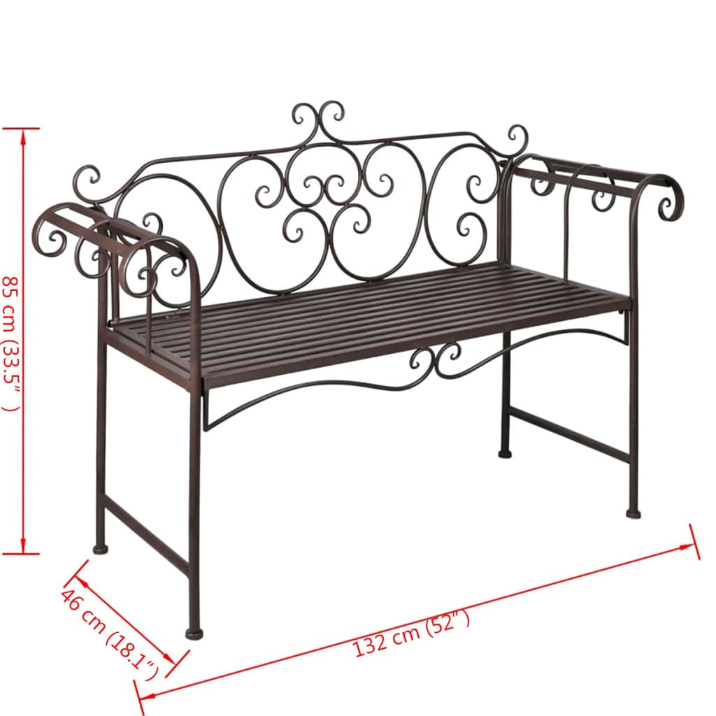 Tuinbank 132 cm staal antiekbruin is nu te koop bij PeponiXL, paradijselijk wonen!