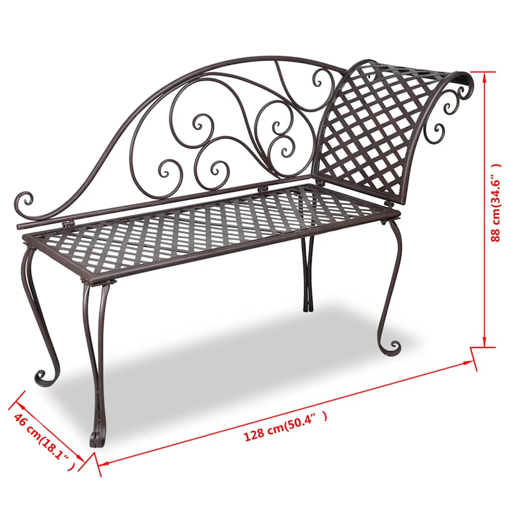 Chaise longue 128 cm staal antiekbruin is nu te koop bij PeponiXL, paradijselijk wonen!