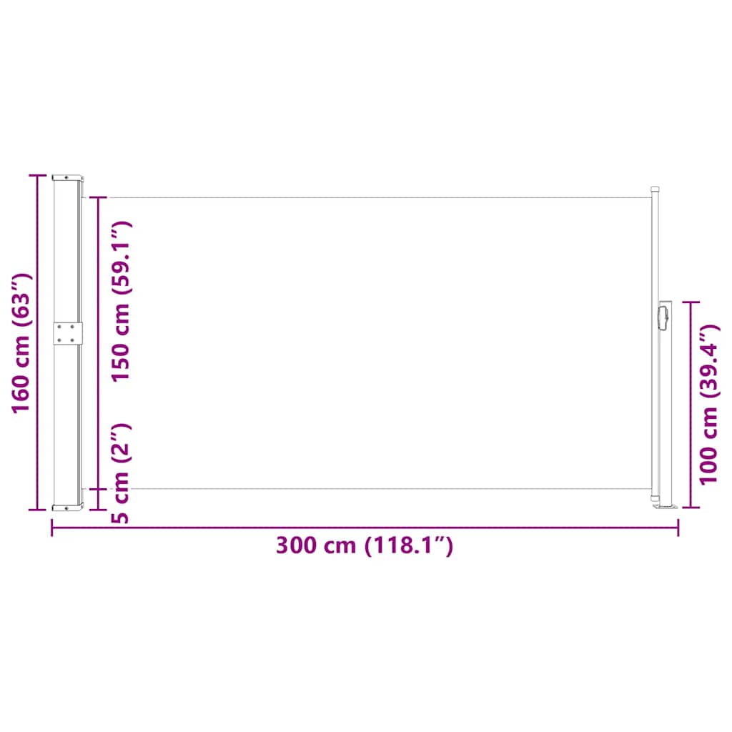 Wind-/zonnescherm uittrekbaar 160x300 cm zwart is nu te koop bij PeponiXL, paradijselijk wonen!