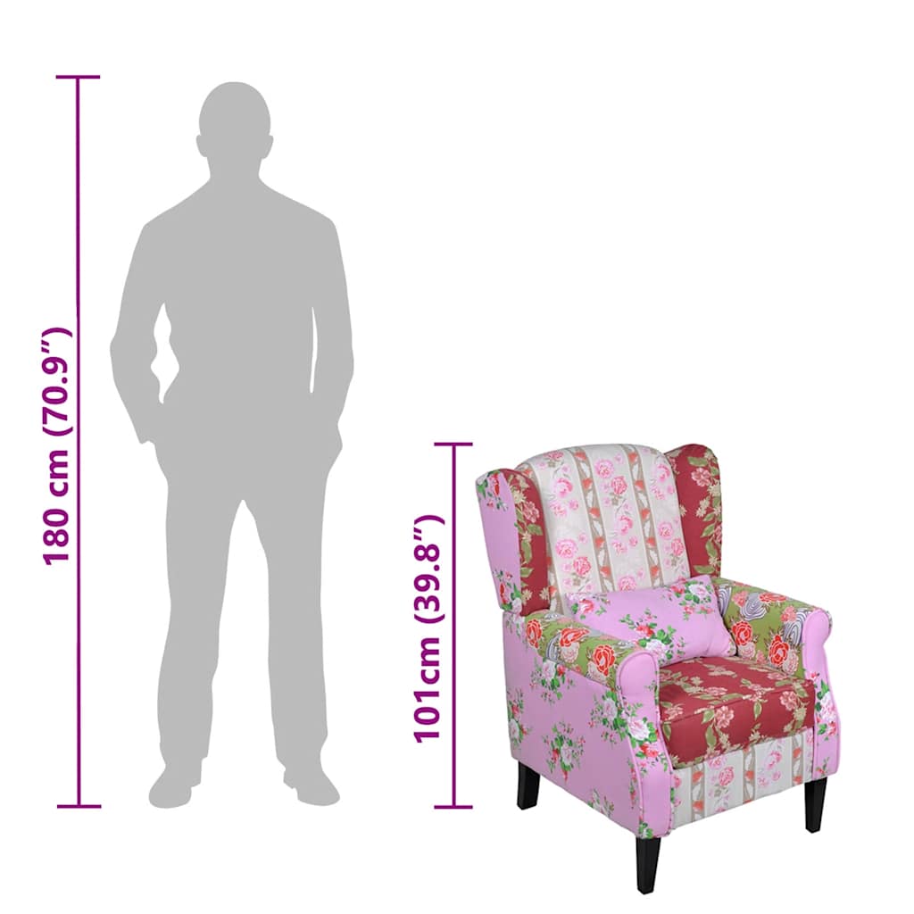 Fauteuil met patchwork ontwerp stof is nu te koop bij PeponiXL, paradijselijk wonen!