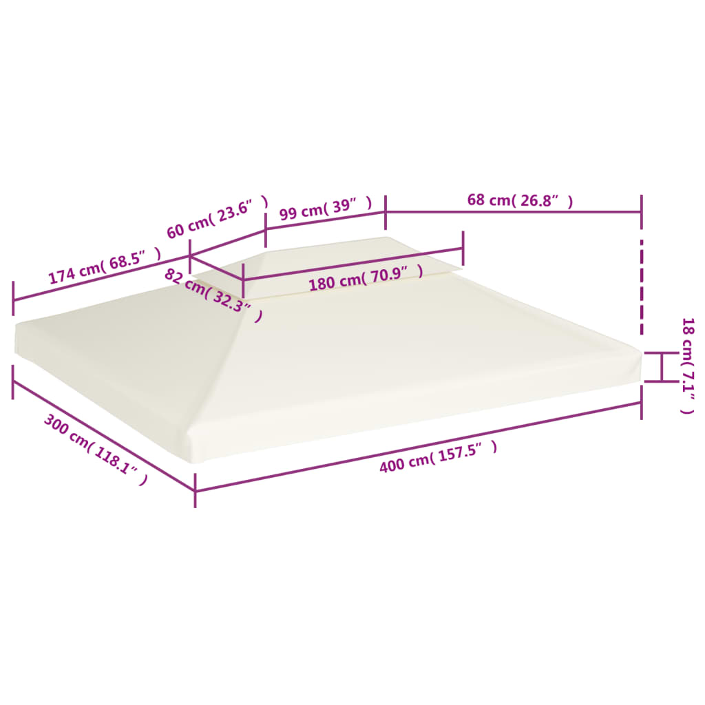 Vervangend tentdoek prieel 310 g/m² 3x4 m crèmewit is nu te koop bij PeponiXL, paradijselijk wonen!