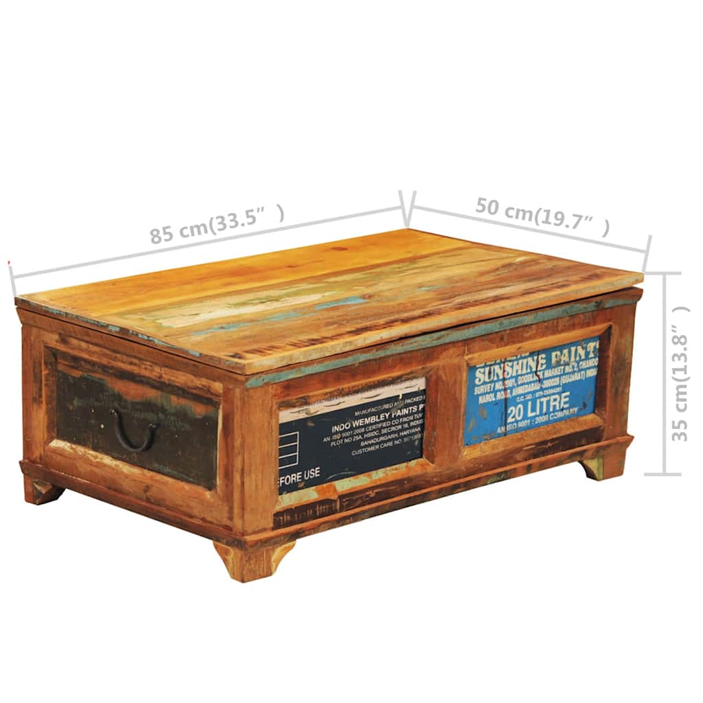 Salontafel met opbergruimte vintage stijl gerecycled hout is nu te koop bij PeponiXL, paradijselijk wonen!