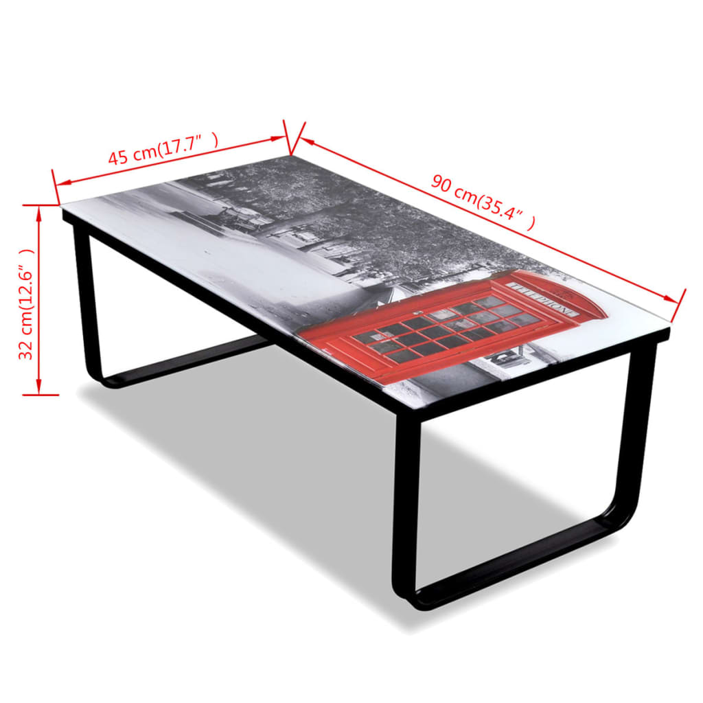 Salontafel met telefooncel-print glazen tafelblad is nu te koop bij PeponiXL, paradijselijk wonen!