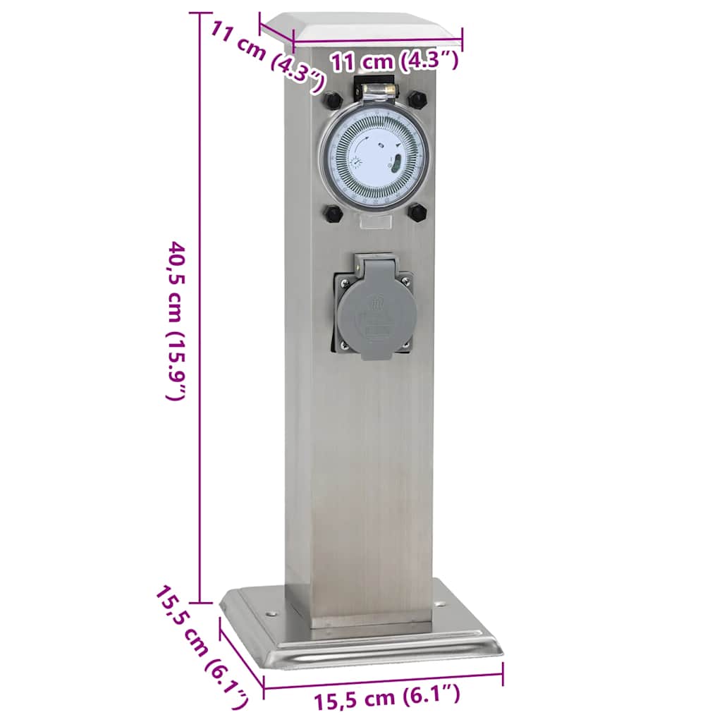 Buitenstopcontact op zuil met tijdschakelaar (roestvrij staal) is nu te koop bij PeponiXL, paradijselijk wonen!