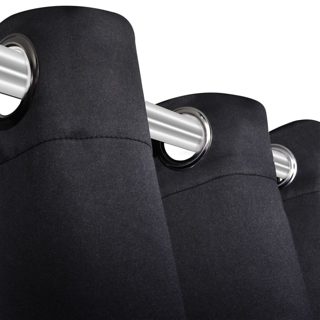 Gordijnen met metalen ringen 135 x 245 cm 2 stuks (zwart) is nu te koop bij PeponiXL, paradijselijk wonen!