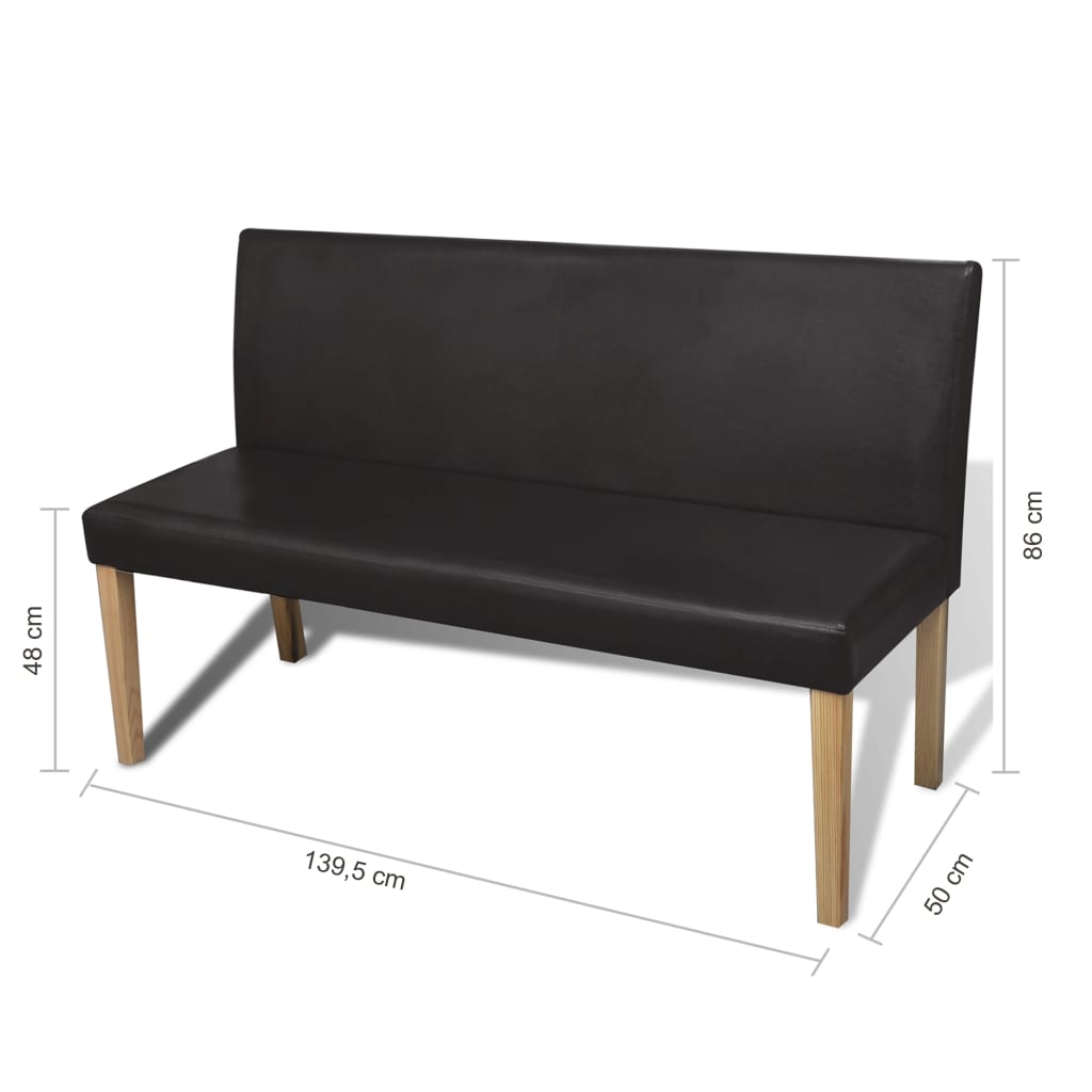 Bankje 139,5 cm kunstleer donkerbruin is nu te koop bij PeponiXL, paradijselijk wonen!