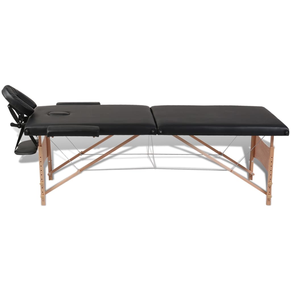 Inklapbare massagetafel 2 zones met houten frame (zwart) is nu te koop bij PeponiXL, paradijselijk wonen!