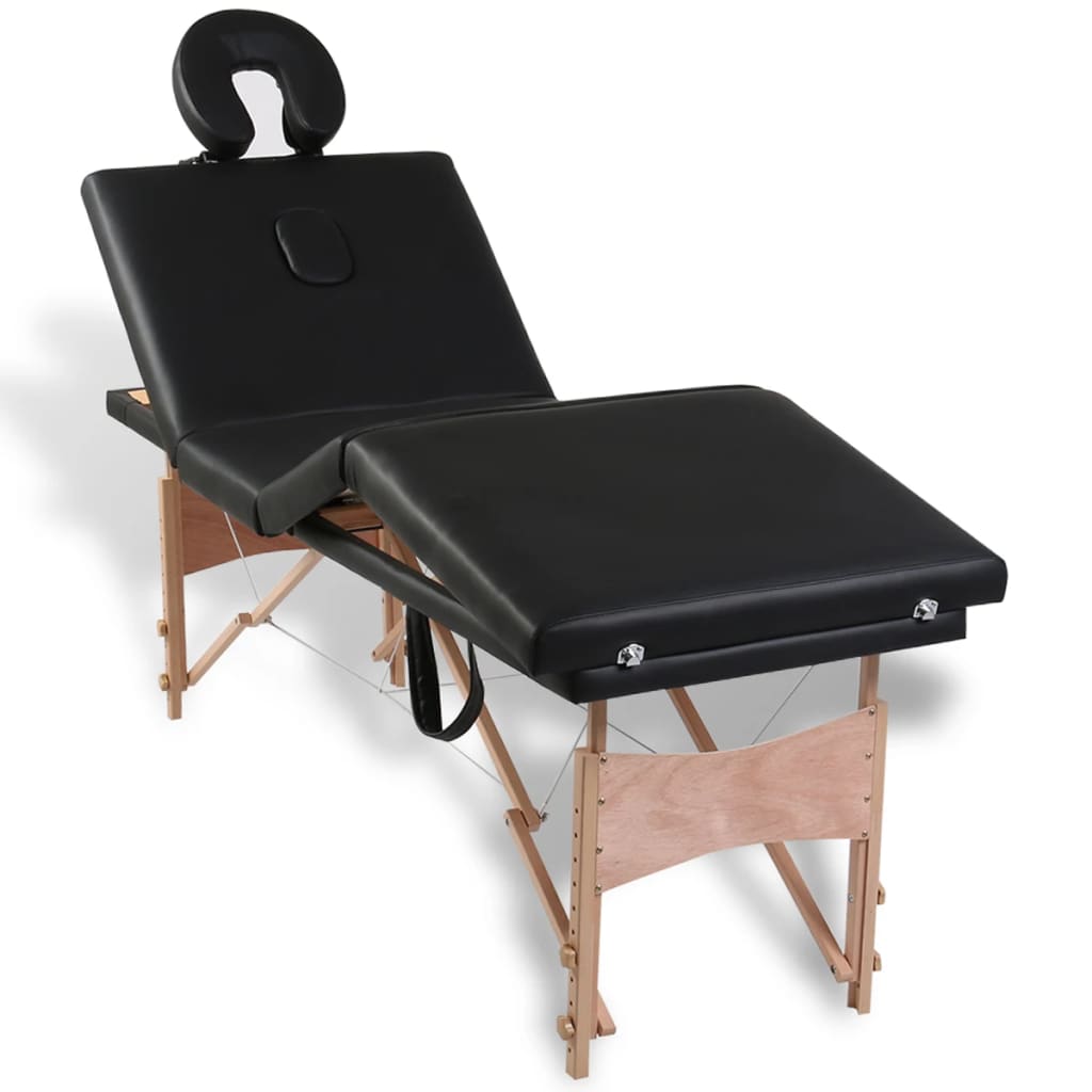 Inklapbare massagetafel 4 zones met houten frame (zwart) is nu te koop bij PeponiXL, paradijselijk wonen!