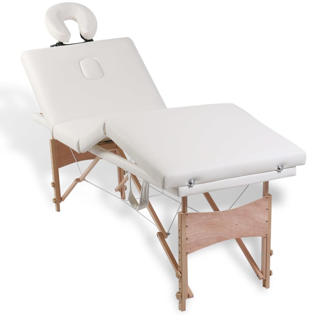 Inklapbare massagetafel 4 zones met houten frame (creme) is nu te koop bij PeponiXL, paradijselijk wonen!