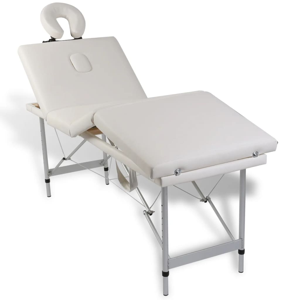 Massagetafel inklapbaar met aluminium frame (vier delen / crèmewit) is nu te koop bij PeponiXL, paradijselijk wonen!