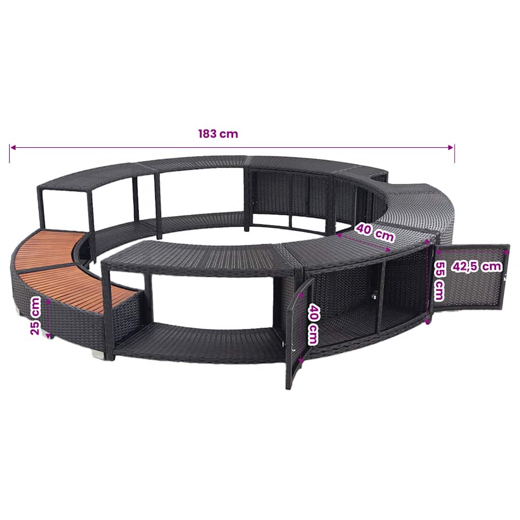 Hottub-ombouw poly rattan zwart is nu te koop bij PeponiXL, paradijselijk wonen!