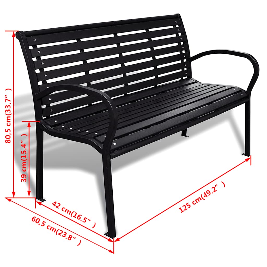 Tuinbank 125 cm staal en HKC zwart is nu te koop bij PeponiXL, paradijselijk wonen!