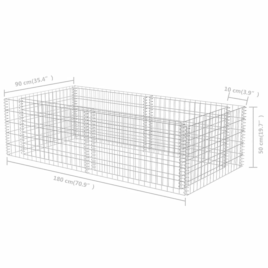 Gabion plantenbak 180x90x50 cm gegalvaniseerd staal is nu te koop bij PeponiXL, paradijselijk wonen!