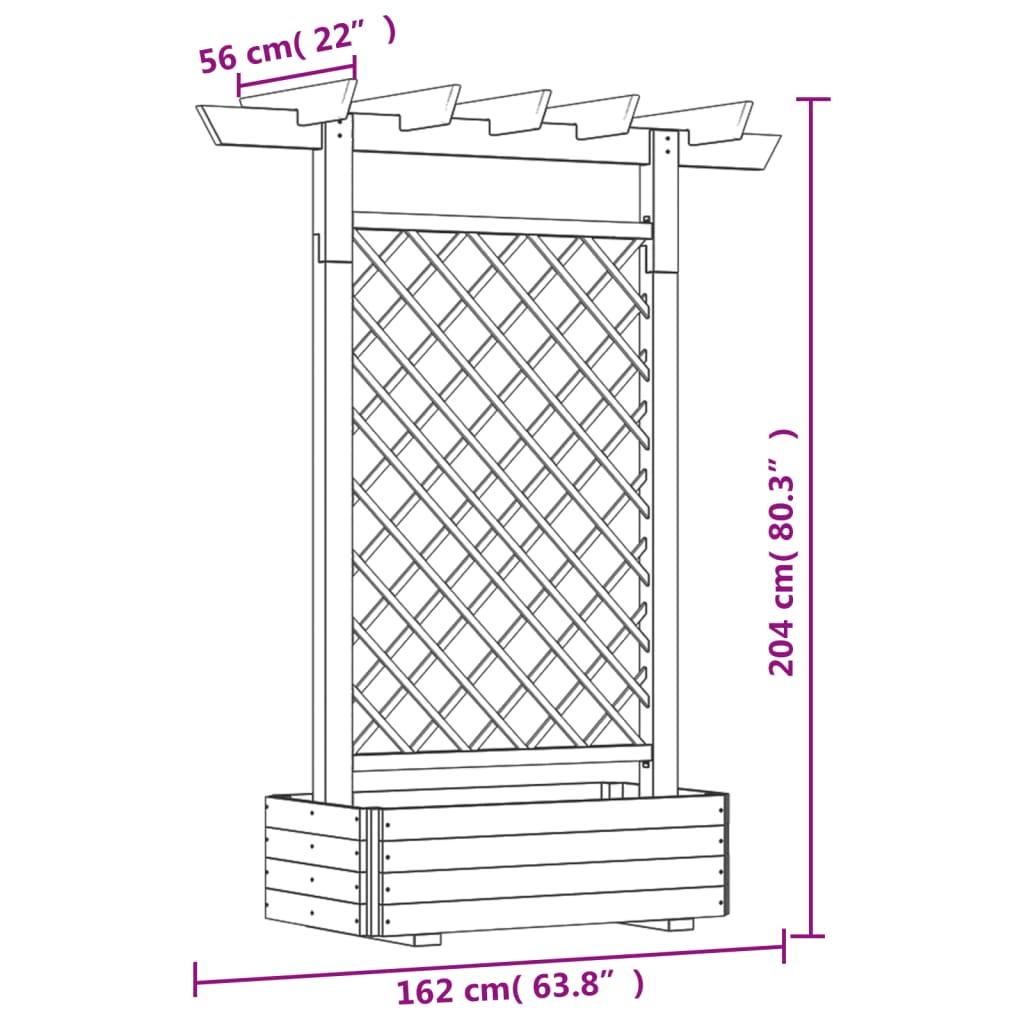 Pergola plantenbak 162x56x204 cm hout is nu te koop bij PeponiXL, paradijselijk wonen!