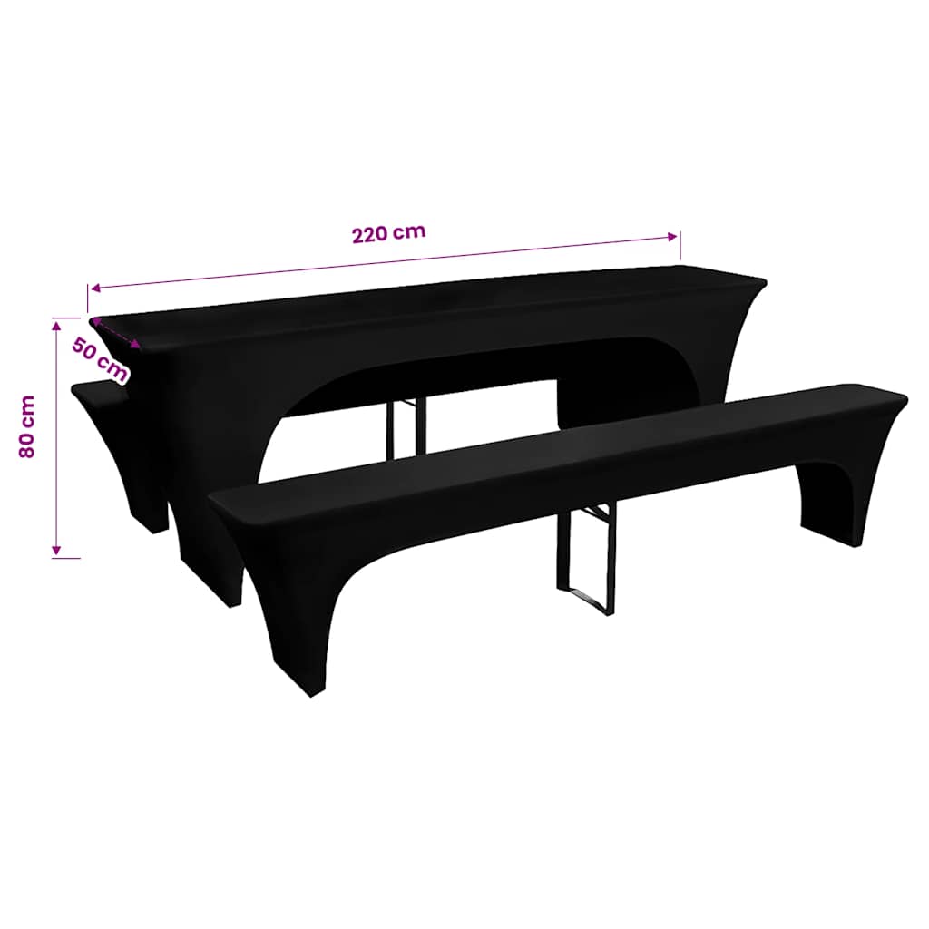 Hoes voor biertafel en banken 225x50x80 cm stretch zwart 3 st is nu te koop bij PeponiXL, paradijselijk wonen!