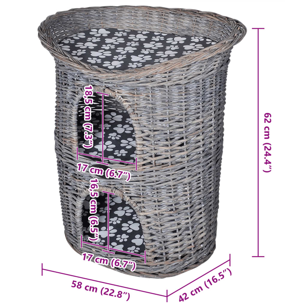Kattenbed/huis/krabpaal 2-laags met kussen wilgen is nu te koop bij PeponiXL, paradijselijk wonen!