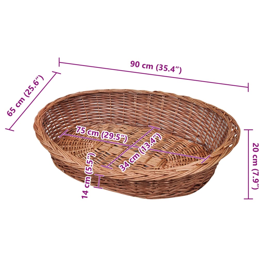 Hondenmand/huisdierenbed 90 cm natuurlijk wilgen is nu te koop bij PeponiXL, paradijselijk wonen!