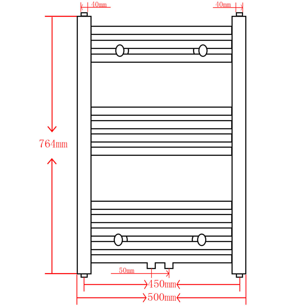 Radiator / handdoekenrek recht 500x764 mm grijs is nu te koop bij PeponiXL, paradijselijk wonen!