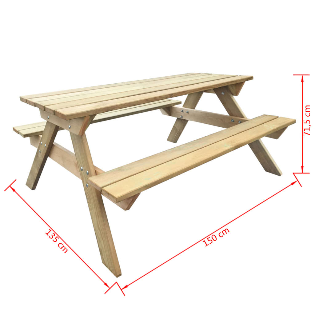 Picknicktafel 150x135x71,5 cm hout is nu te koop bij PeponiXL, paradijselijk wonen!