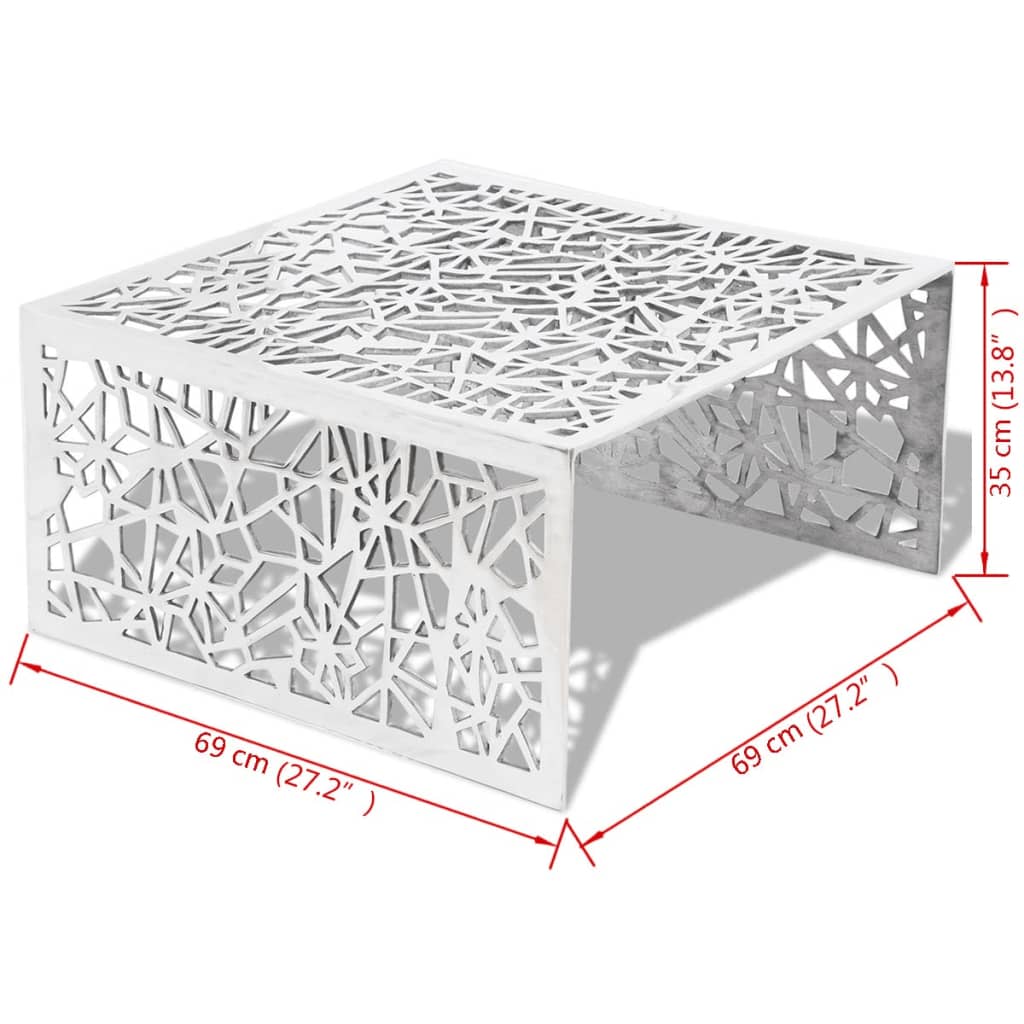 Salontafel opengewerkt ontwerp aluminium zilverkleurig is nu te koop bij PeponiXL, paradijselijk wonen!