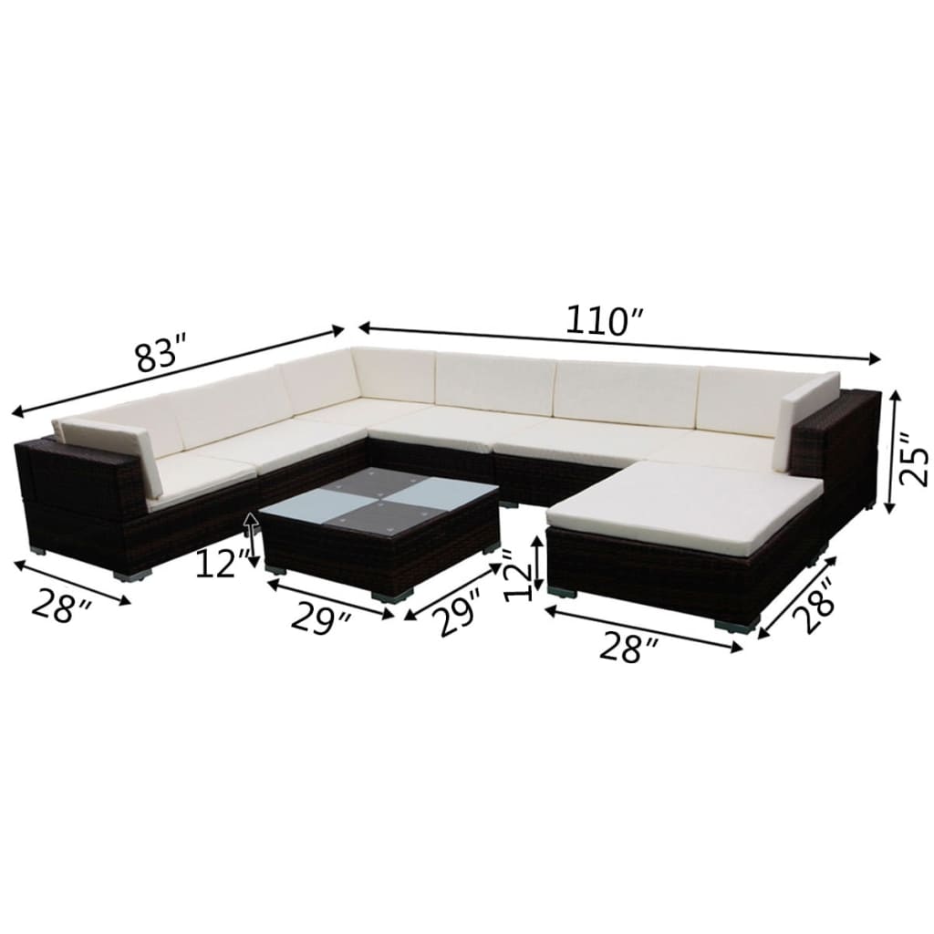 8-delige Loungeset met kussens poly rattan bruin is nu te koop bij PeponiXL, paradijselijk wonen!