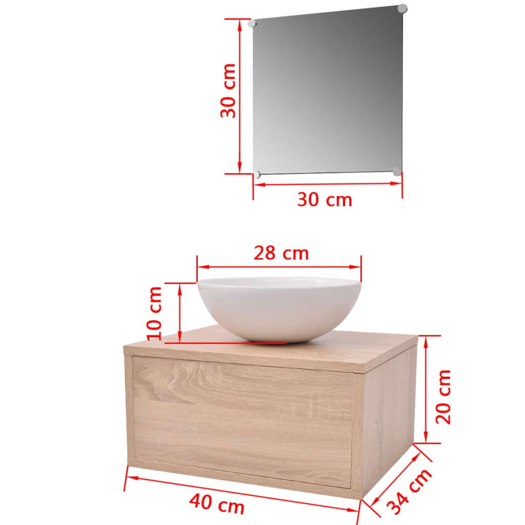 3-delige Badkamermeubelset met wastafel beige is nu te koop bij PeponiXL, paradijselijk wonen!