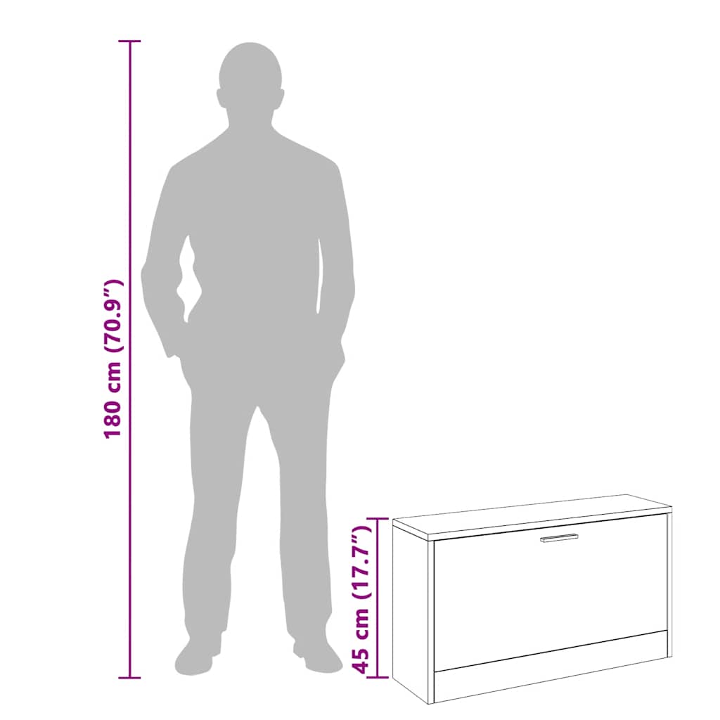 Schoenenopbergbank 80x24x45 cm eikenkleurig is nu te koop bij PeponiXL, paradijselijk wonen!