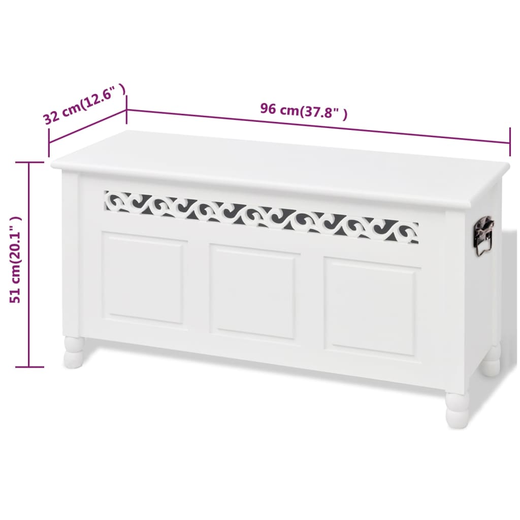Opbergbankje barokstijl MDF wit is nu te koop bij PeponiXL, paradijselijk wonen!
