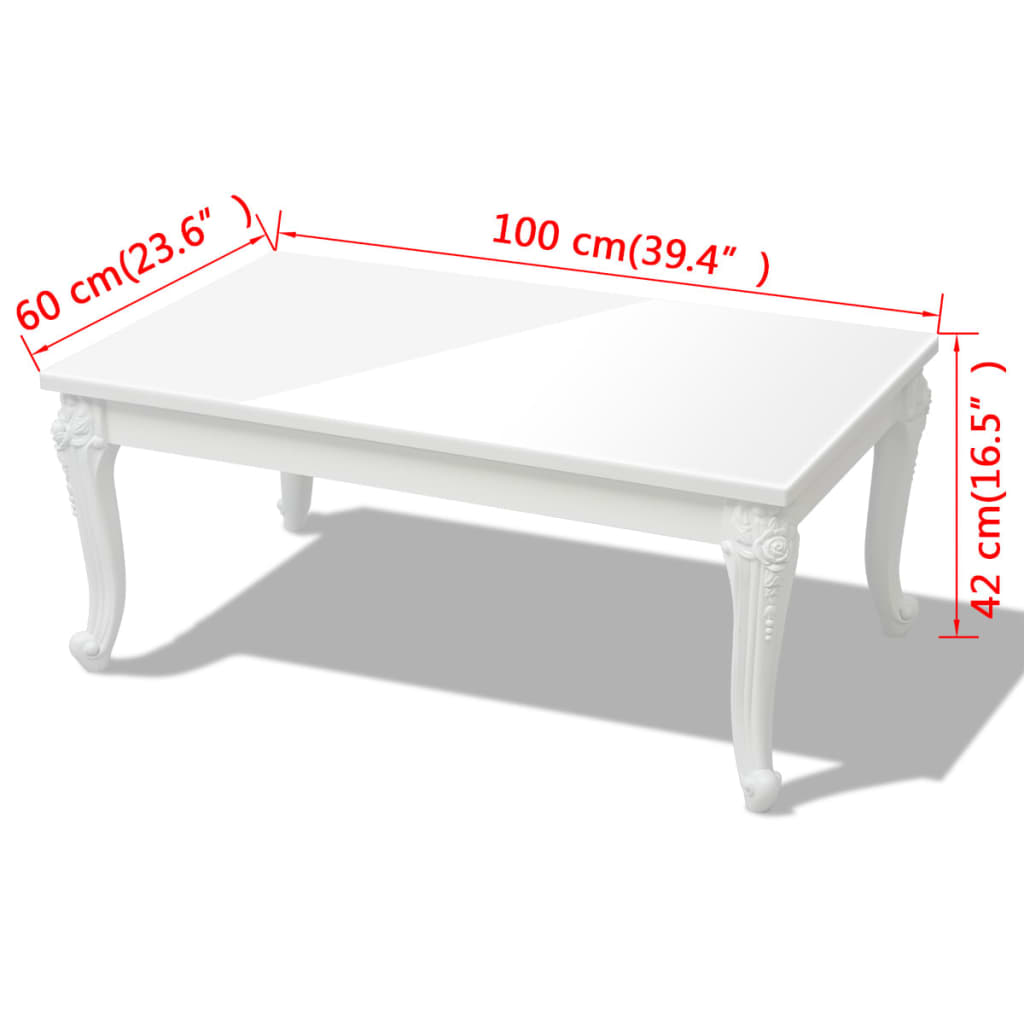 Salontafel 100 x 60 x 42 cm hoogglans wit is nu te koop bij PeponiXL, paradijselijk wonen!