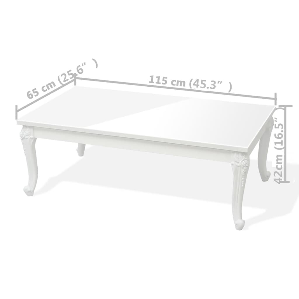 Salontafel 115x65x42 cm hoogglans wit is nu te koop bij PeponiXL, paradijselijk wonen!