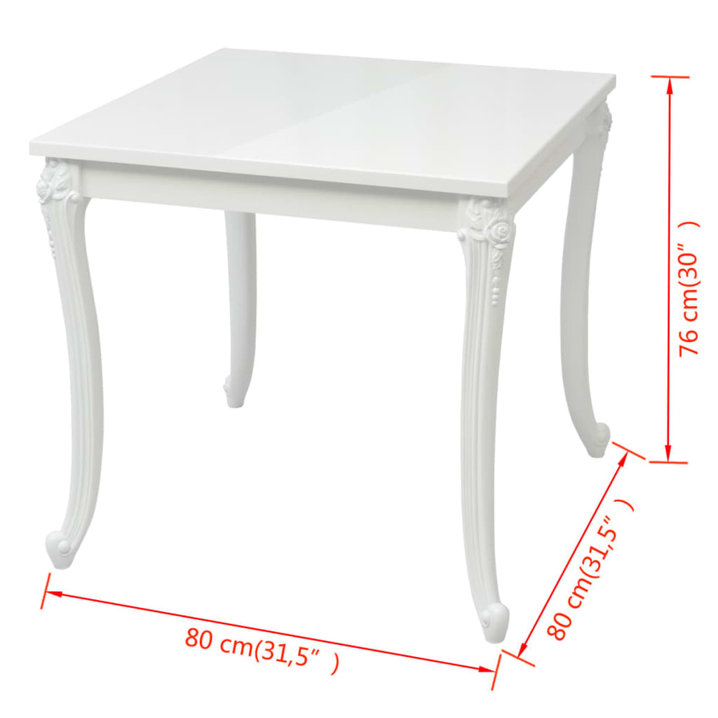 Eettafel 80 x 80 x 76 cm hoogglans wit is nu te koop bij PeponiXL, paradijselijk wonen!