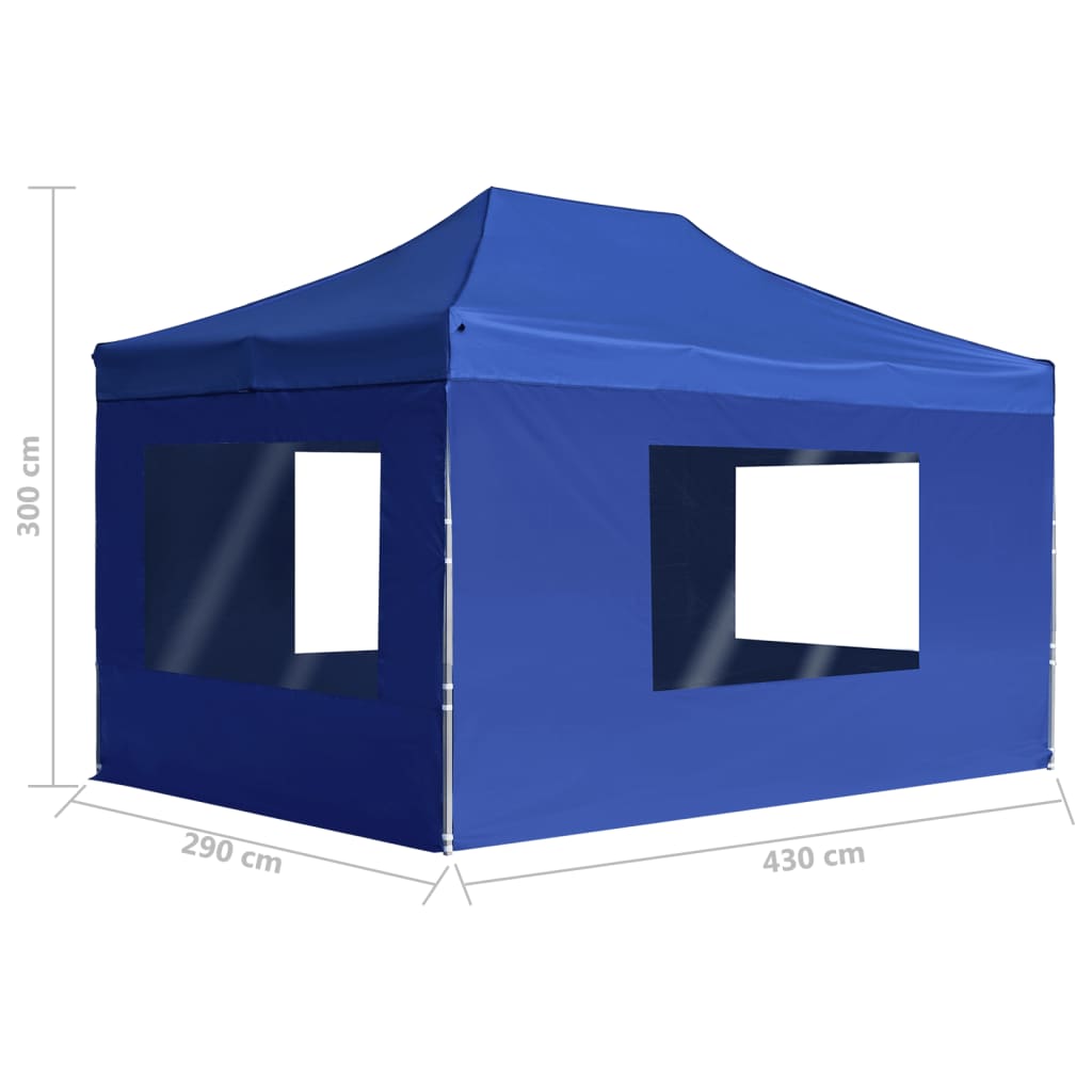 Partytent inklapbaar met wanden 4,5x3 m aluminium blauw is nu te koop bij PeponiXL, paradijselijk wonen!