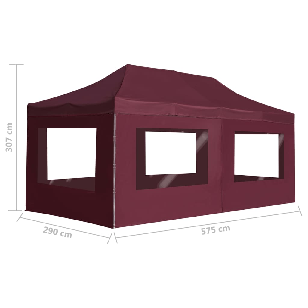 Partytent inklapbaar met wanden 6x3 m aluminium wijnrood is nu te koop bij PeponiXL, paradijselijk wonen!