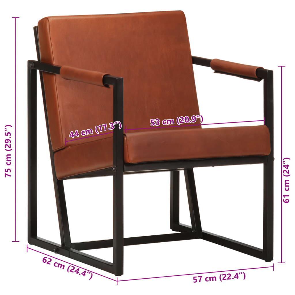 Fauteuil echt leer bruin is nu te koop bij PeponiXL, paradijselijk wonen!