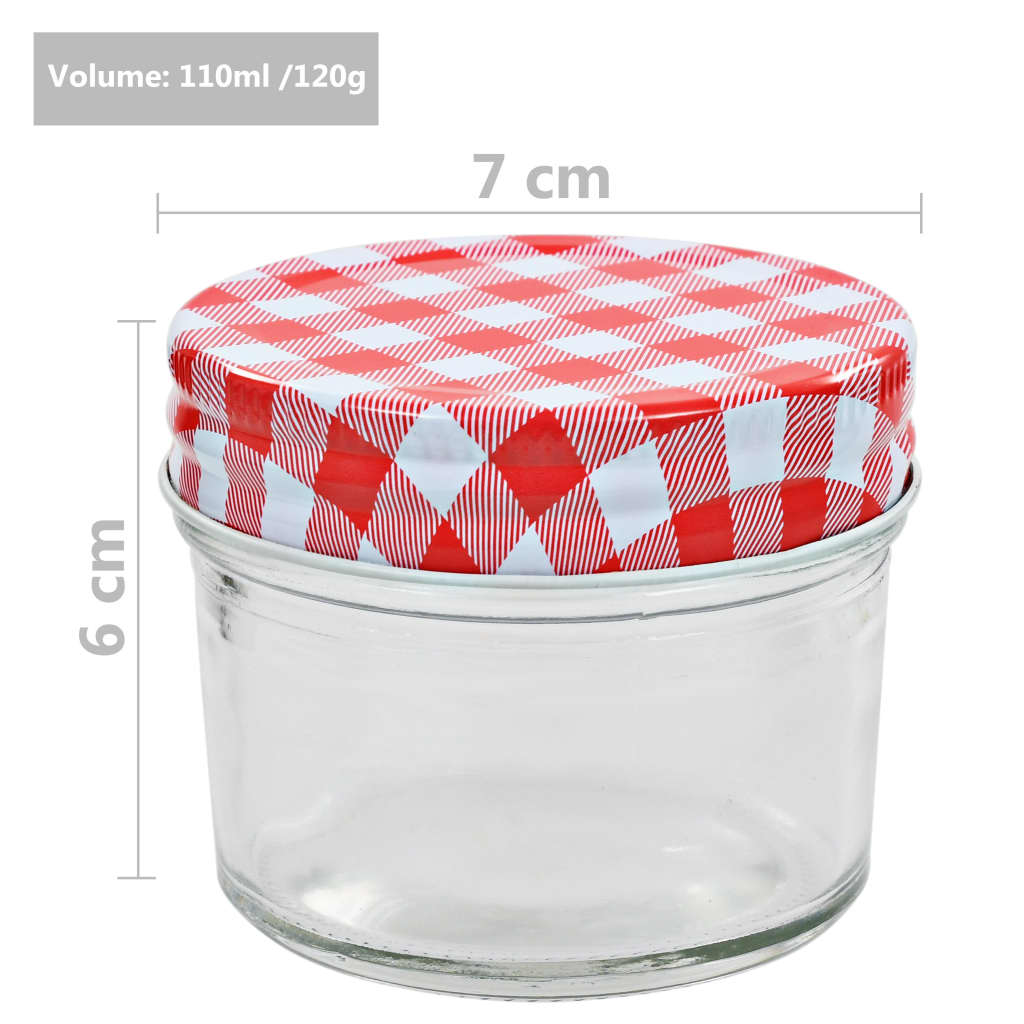 Jampotten met wit met rode deksels 96 st 110 ml glas is nu te koop bij PeponiXL, paradijselijk wonen!