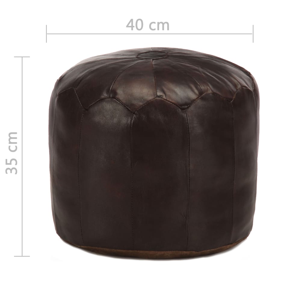 Poef 40x35 cm echt geitenleer donkerbruin is nu te koop bij PeponiXL, paradijselijk wonen!