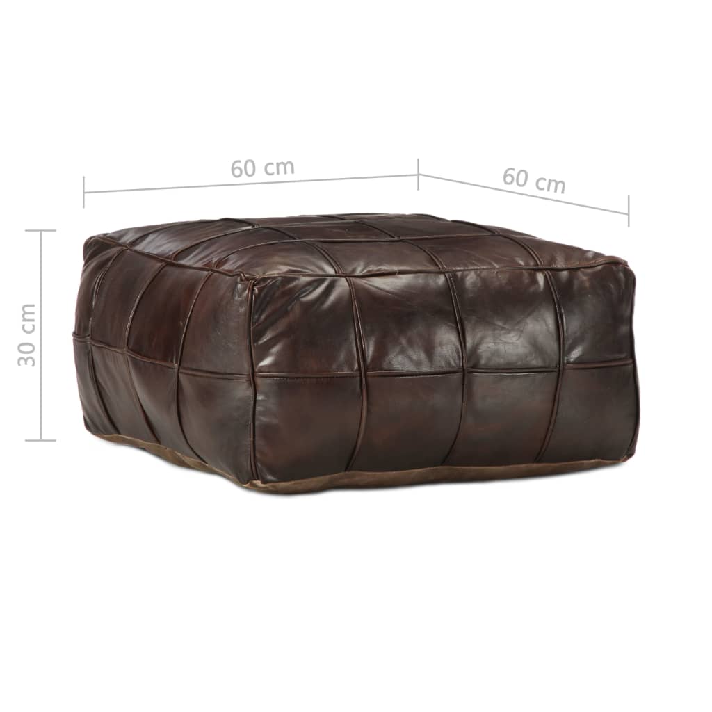 Poef 60x60x30 cm echt geitenleer donkerbruin is nu te koop bij PeponiXL, paradijselijk wonen!