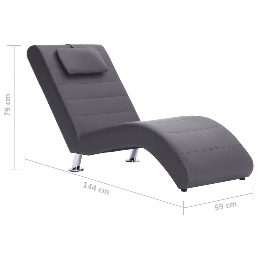 Chaise longue met kussen kunstleer grijs is nu te koop bij PeponiXL, paradijselijk wonen!