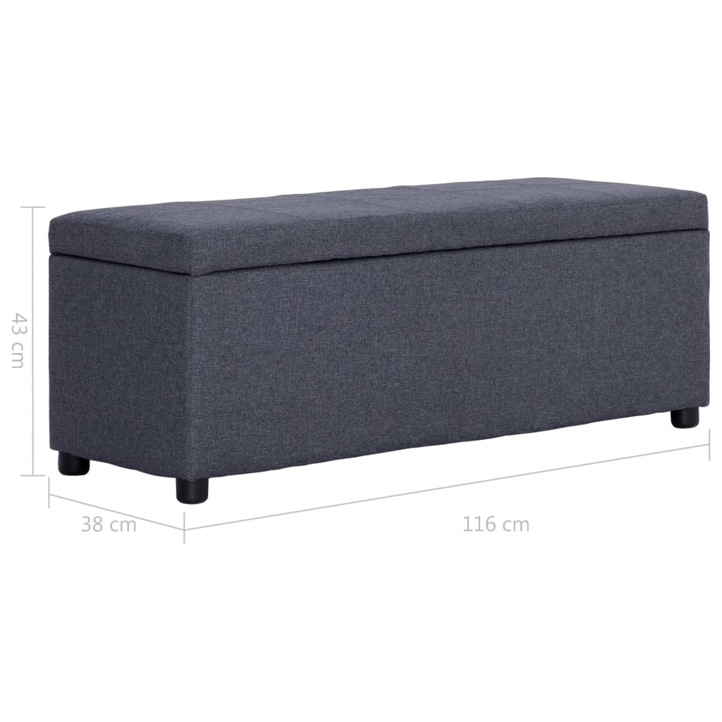 Bankje met opbergvak 116 cm polyester donkergrijs is nu te koop bij PeponiXL, paradijselijk wonen!